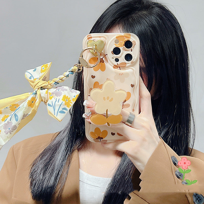 Autumn Leaves and Flowers with Bow Silk Scarf Phone Cases